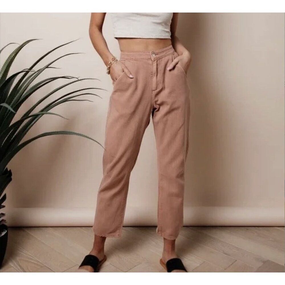 Bohme Sinead Pants Coral Pink Size Small Orange Ankle Jeans Denim 100% Cotton